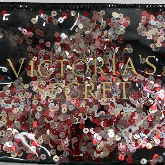 Victorias Secret SEQUINS BLING Carrie All Pouch Wristlet Bag Cosmetic Travel - Picture 4 of 8